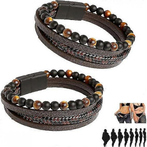 (21cm,Brown)2pcs Volcanicx Wellness & Relief Bracelet