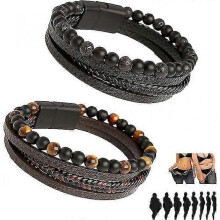 (23cm,Black brown)2pcs Volcanicx Wellness & Relief Bracelet