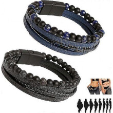 (19cm,Black blue)2pcs Volcanicx Wellness & Relief Bracelet