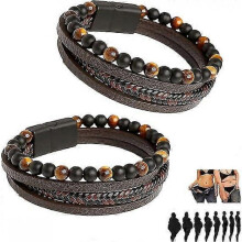 (19cm,Brown)2pcs Volcanicx Wellness & Relief Bracelet