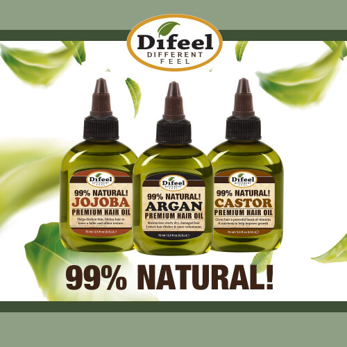 Difeel Premium Μάσκα Μαλλιών - Έλαιο Καστορέλαιου 1.75 oz (2-Pack) 1