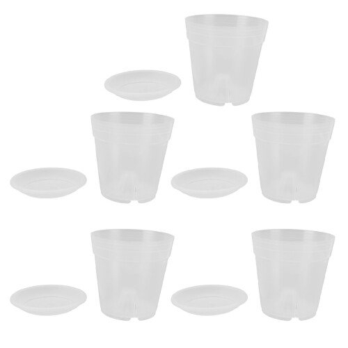 5 Stück Orchideentöpfe mit Löchern – Durchsichtiger Kunststoff 140mm 1