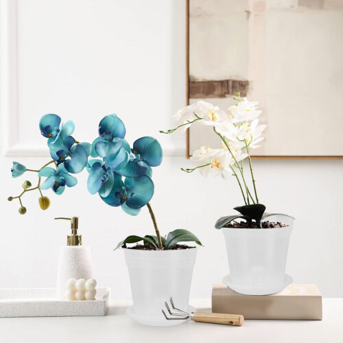 5 Stück Orchideentöpfe mit Löchern – Durchsichtiger Kunststoff 140mm 2