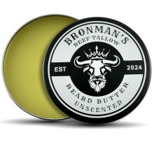 Bronmans Beef Tallow Baardboter voor mannen - 4oz - Hydraterende ongeparfumeerde baardbalsem met sheaboter - Diep hydraterende talg voor baard en hui