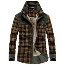 (L, Shallow Army Green) Men Wanderer Jacket, Overland Flannel Jacket, Long Sleeves Warm Fleece Shirts Tops Warm Business Casual Shirt for Man