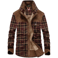 (2XL,Coffee)Men Wanderer Jacket, Overland Flannel Jacket, Long Sleeves Warm Fleece Shirts Tops Warm Business Casual Shirt for Man