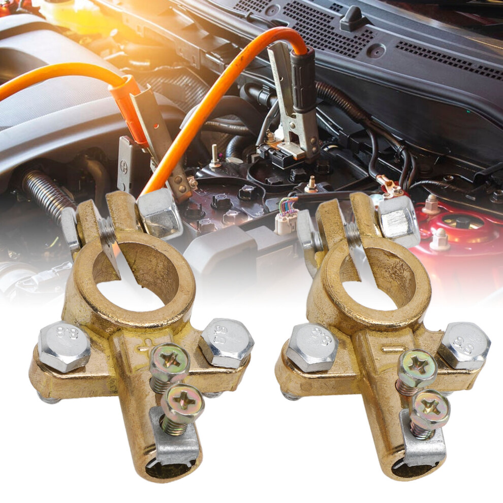 1 Pair Brass Battery Terminal Connectors Positive Negative Battery Terminals Clamp Set For Marine Car Boat Rv Vehicles 4621313530167