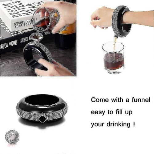 (diamondblack)Bracelet Flask Bangle Flasks Creative Stainless Steel And Hip Flask 2