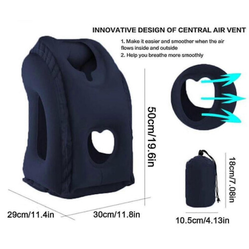 (blue)Inflatable Airplane Neck Pillow For Sleeping To Avoid Neck And Shoulder Pain 1