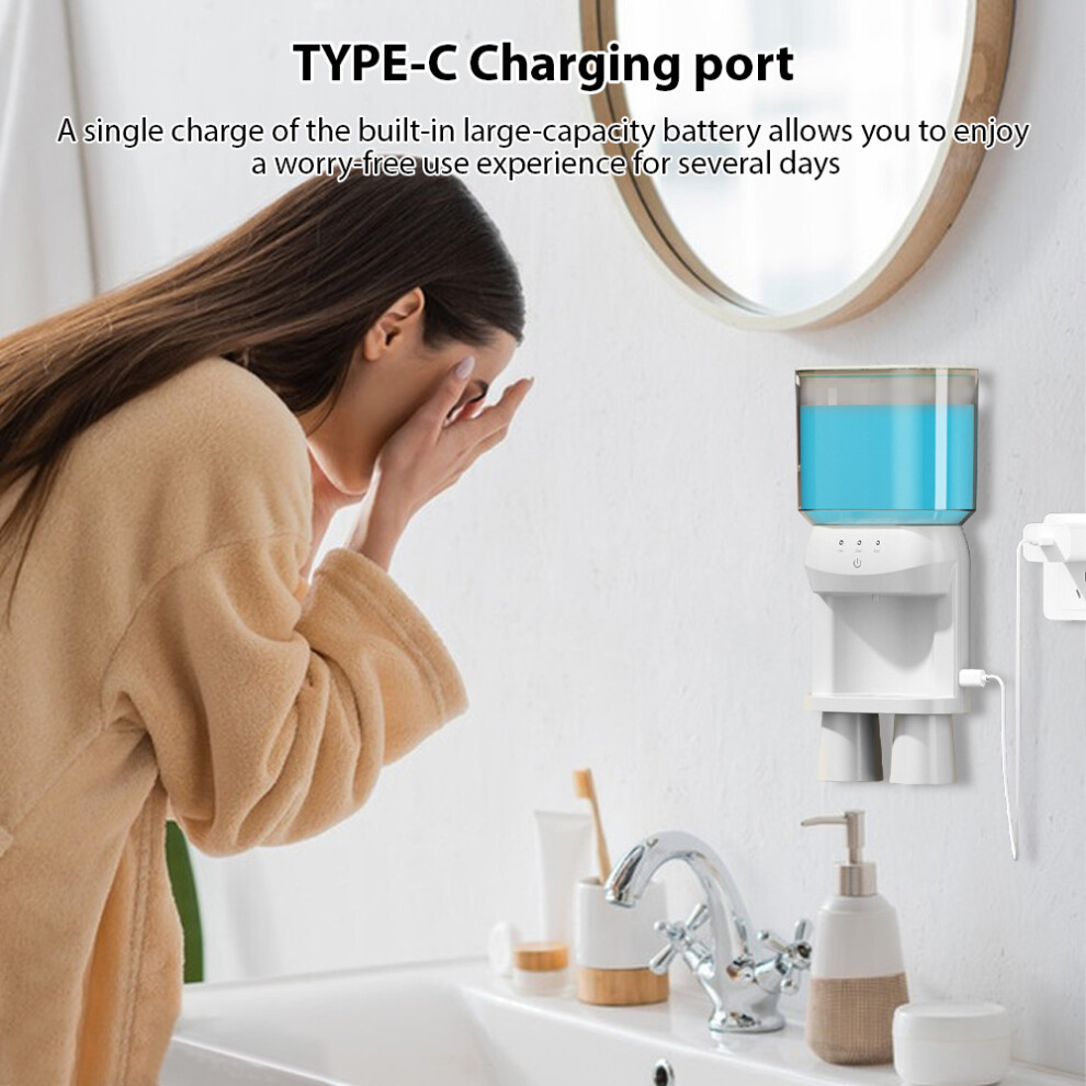 Automatic Mouthwash Dispenser Touchless Sensor Wall Mounted Mouthwash Dispenser with 2 Magnetic Cups 3 Adjustable Dispensing Levels Waterpr