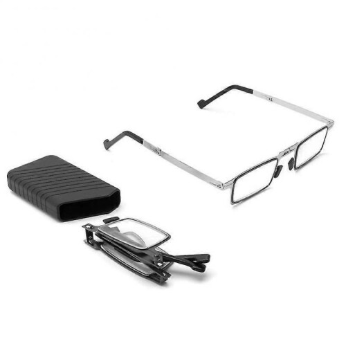 (square, 200 degrees) Men Ultra Light Titanium Material Screwless Foldable Anti-blue Reading Glasses 1