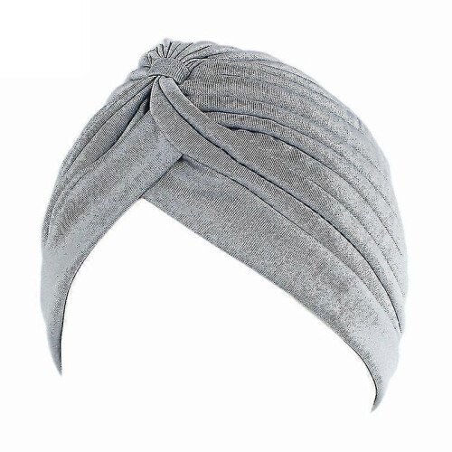 (Light Gray)Womens Solid Turban Hat Head Wrap Beanie Cap Headwear