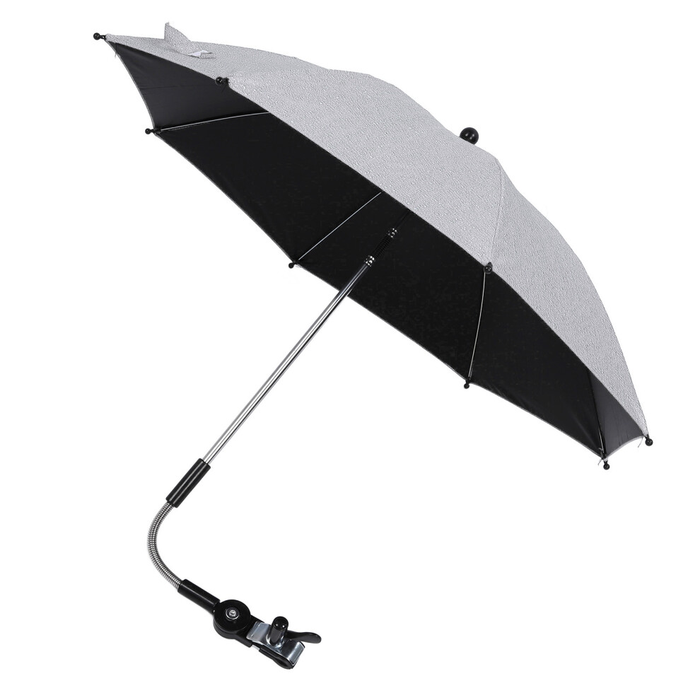 Baby Stroller Umbrella With 360 Degree Adjustable Clamp Uv Protection Sun Shade Waterproof Clip On Parasol 75Cm Gray