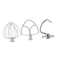3Pcs Stand Mixer Attachment Stainless Steel Flat Beater Dough Hook Wire Whip Tilt Head Stand Mixer Accessories for Kitchen