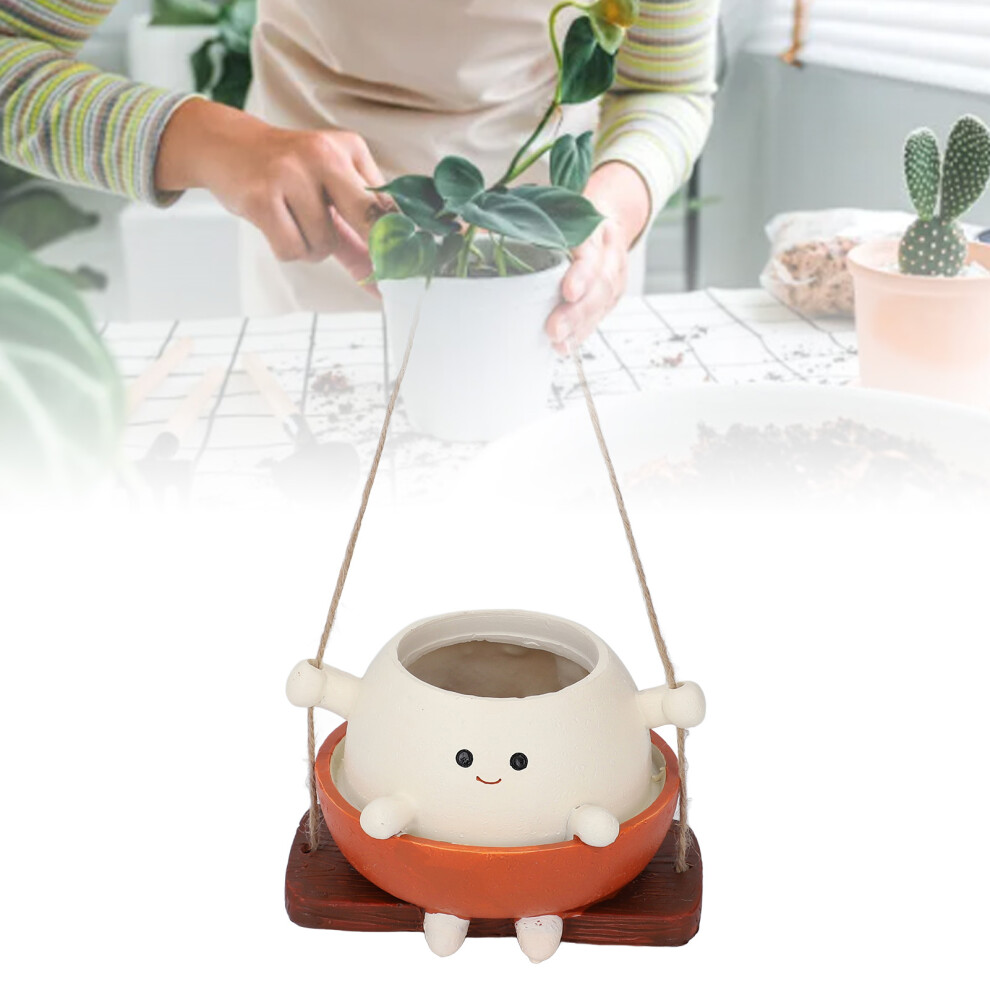 Swing Face Planter Pot Hanging Resin Garden Decor Cute Cartoon Swinging Flower Head Planters for Indoor Outdoor Plants