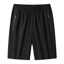 (3XL, Black) Men's Workout Shorts with Zipper Pockets Washable High-Stretch Pants for Fitness Gym Wear
