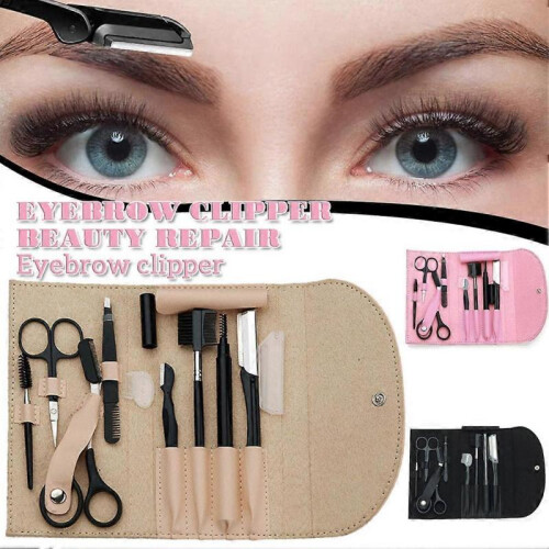 (Pink) 8 Pcs Eyebrow Shavers Set with Bag Reusable Sturdy Eye Makeup Tool for Daily Makeup 1