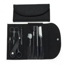 (Black)8 Pcs Eyebrow Shavers Set with Bag Reusable Sturdy Eye Makeup Tool for Daily Makeup