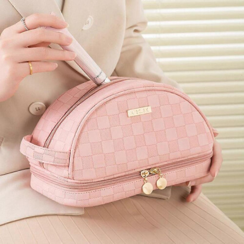 (Rice)Toast-Shape Design Makeup Package ELastic Lightweight Travel Cosmetics Bag for Camping 2