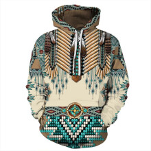 (S, B) Indian Chief Native Tribal Totem Ethnic Hippie Men Women Pullover Hoodie Jackets Hooded Sweatshirt