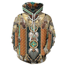 (M, C) Indian Chief Native Tribal Totem Ethnic Hippie Men Women Pullover Hoodie Jackets Hooded Sweatshirt