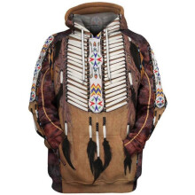 (M, A) Indian Chief Native Tribal Totem Ethnic Hippie Men Women Pullover Hoodie Jackets Hooded Sweatshirt