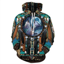 (XXXL, D) Indian Chief Native Tribal Totem Ethnic Hippie Men Women Pullover Hoodie Jackets Hooded Sweatshirt