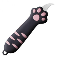 (Black) Cute Box Cutter Cat Paw Shaped Mini Utility Knives Portable Retractable Letter Openers for Home/Office