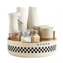 (A)360 Rotating Stylish Seasoning Storage Box Large Capacity Household Organiser Tray for Home Kitchen Cabinets