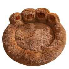 (L, Cafe) Lovely Fluffy Round Dogs Cat Bed Anti Anxiety Cuddler Pet Nests for Medium Large Small Size Dog Cat