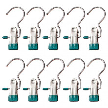 (Dark Green) 10 Piece Heavy Duty Hanging Hooks Clips Household Storage Drying Clip for Clothes Towel Scarf