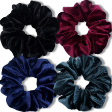 IVARYSS Extra Large Scrunchies for Women's Thick Hair Premium Velvet Soft Jumbo Scrunchy XL 6 inch Big Elastic Band Hair Accessories 4 Pack Dark