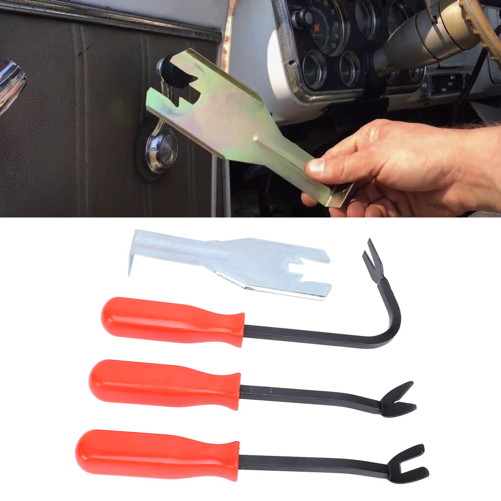 4 Pcs Car Door Panel Remover Set Metal Auto Trim Rivet Pry Disassembly Repairing Tool with Window Handle Clip Remover
