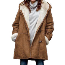 (XL, Brown) Winter Coats For Women Fleece Lined Jackets Warm Button Down Sherpa Wool Hooded