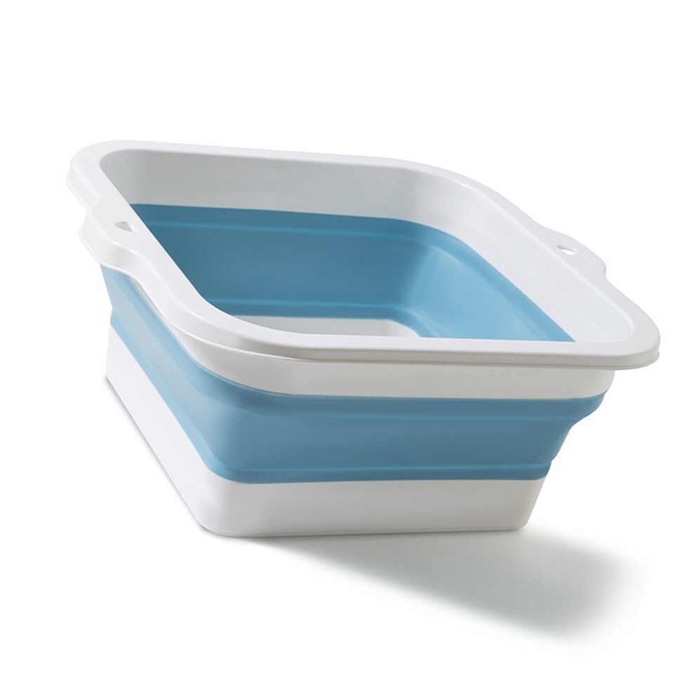 Foldable Foot Bath Basin Multipurpose Large Capacity Eco Friendly Silicone Folding Foot Soaking Bucket for Home Travel Blue