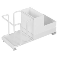(With Box,White)Strong Carbon Steel Storage Box Smooth Surface Without Burrs Storage Rack for Storing Paper Cups and Straws