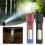 (Red) Zoomable Waterproof Torchlight Portable LED Flashlight with Side Cobs Light 6 Lighting Modes Rechargeable Pocket Torches 2