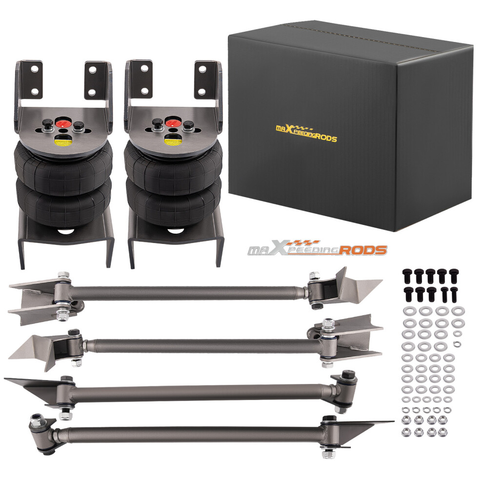 Weld On 4 Link Kit Brackets 2500Lbs Bags Air Ride Suspension 2.75 Axle Mount Black/Silver 6971529523100