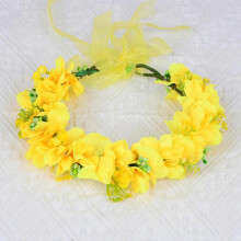 (1) Rape Flower Simulated Garland Headpiece Woman\'s Cloth Flower Hair Hoop for Bridesmaid Wedding Dating