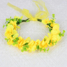 (2)Rape Flower Simulated Garland Headpiece Woman\'s Cloth Flower Hair Hoop for Bridesmaid Wedding Dating