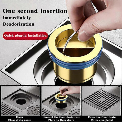 (Silver) Single Way Valves Floor Drain Deodorant Plug Quickly Draining Sewer Strainer Plug 1