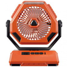 (No Shake Head,Orange)Portable Fan with 6000mAh Battery, 270 Degree Pivot, Quiet & LED Lights - Ideal for Camping, Travel & Outdoor Use