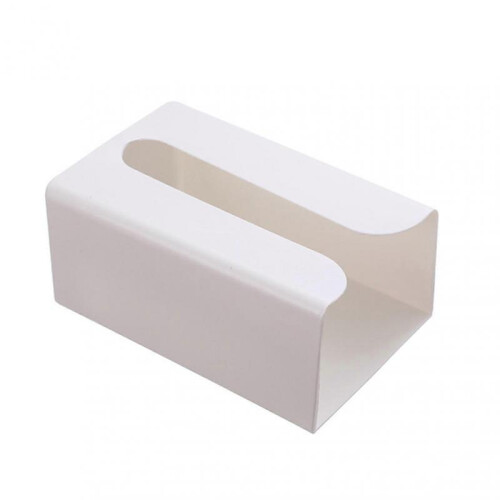(Large Size,White)Wall Mount Simple Tissue Holder Punch-free Multifunctional Tissue Storage Box