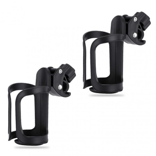 (2 Pack) Universal 360 Beverage Cup Holder for Baby Strollers Scooter Portable Space Saving Drink Bottle Cage