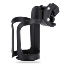 (Black) Universal 360 Beverage Cup Holder for Baby Strollers Scooter Portable Space Saving Drink Bottle Cage