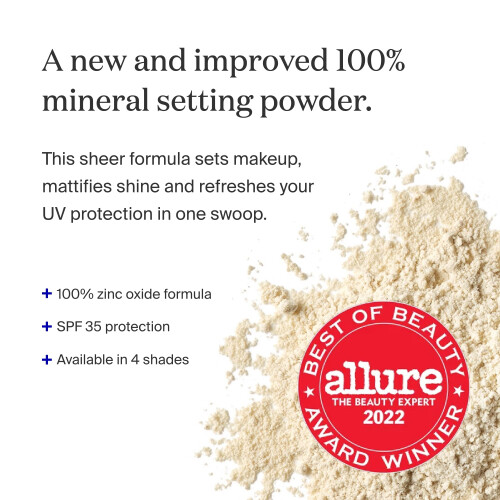Supergoop! (Re)setting 100% Ορυκτή Πούδρα, Διαφανής - 0.15 oz - Πούδρα Στερέωσης Makeup + SPF 35 PA+++ 1
