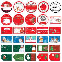 132 PCS Kersttags Stickers Zelfklevend Kerstman Sneeuwmannen Xmas Boom Hert