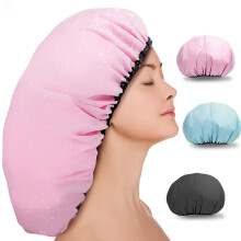 3 Stck 16,5"" Super extra groe Duschhaube, wiederverwendbare doppelte wasserdichte Duschhaube fr Frauen, Jumbo-Duschhaube mit Satinfutter fr Zpfe