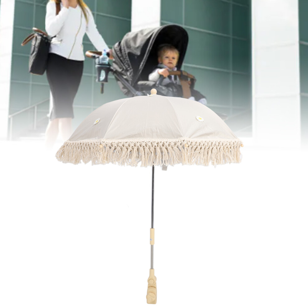 Baby Stroller Umbrella Sunshade UV Blocking Adjustable Angle Clamp On Universal Baby Parasol for Beach Chair Pushchair Chrysanthemum Umbrel