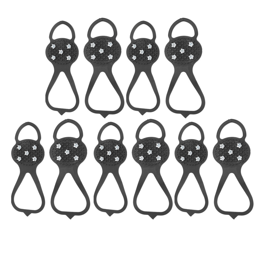 5 Pairs Ice Snow Traction Cleats Non Slip Overshoe Elastic Outer Band Easy On Off Ice Snow Spikes Grips for Hiking